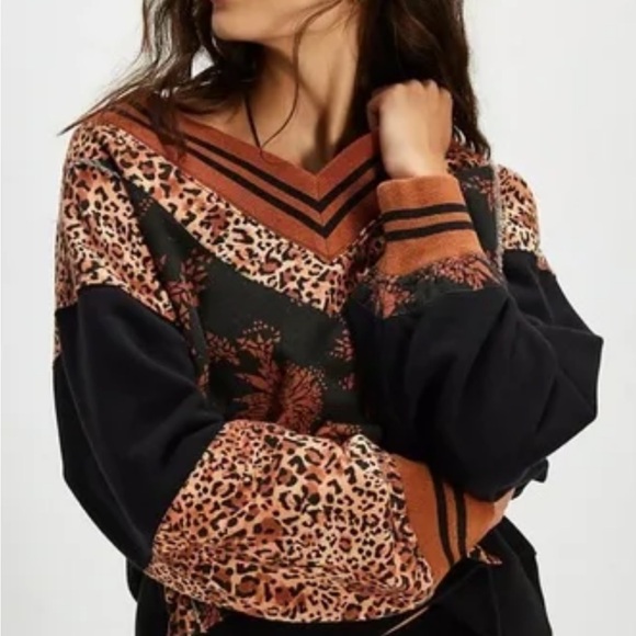 Free People Sweaters - Leopard Print V-Neck Sweater